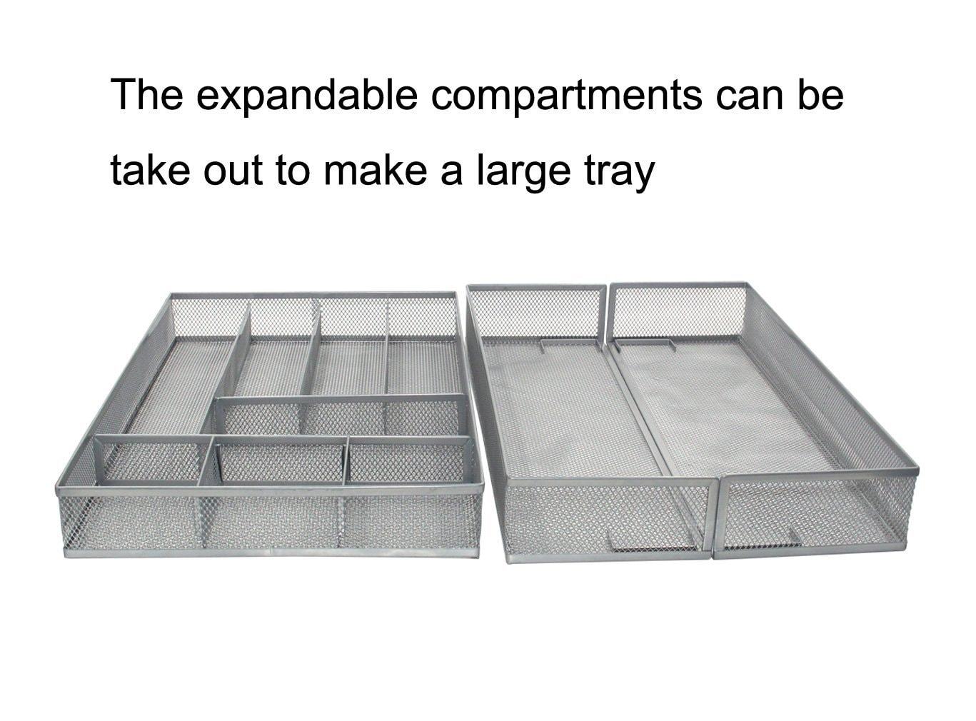Home esylife expandable kitchen drawer silverware utensils organizer mesh cutlery tray 8 10 compartments