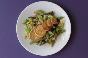 Wilted Cabbage Saute with Fried Squash