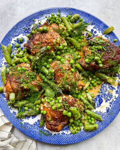 Pan-Roasted Chicken Thighs with Spring Vegetables