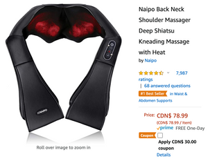 Amazon Canada Deals: Save 38% on Naipo Back Neck Shoulder Massager with Coupon + 30% on 65″ TCL 4K Ultra HD Smart LED TV + More Offers