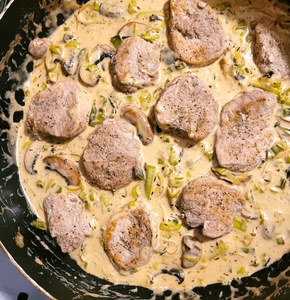 Pork Medallions with Creamy Mushroom & Leek Sauce