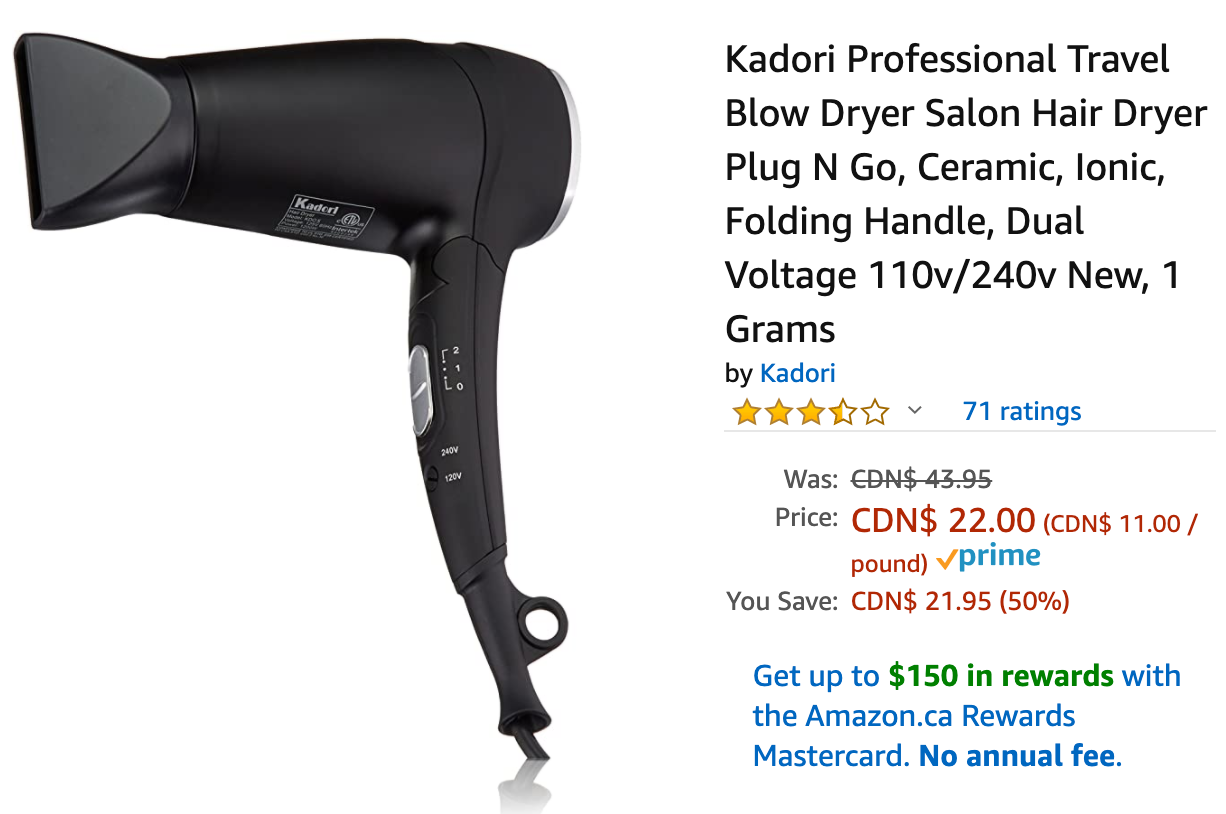 Amazon Canada Deals: Save 50% on Kadori Travel Hair Dryer + 225 on NOCO 5-Amp Fully-Automatic Smart Charger + More Offers