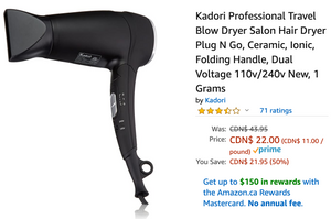 Amazon Canada Deals: Save 50% on Kadori Travel Hair Dryer + 225 on NOCO 5-Amp Fully-Automatic Smart Charger + More Offers