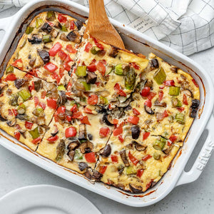 Overnight Egg + Sausage Breakfast Casserole Bake!