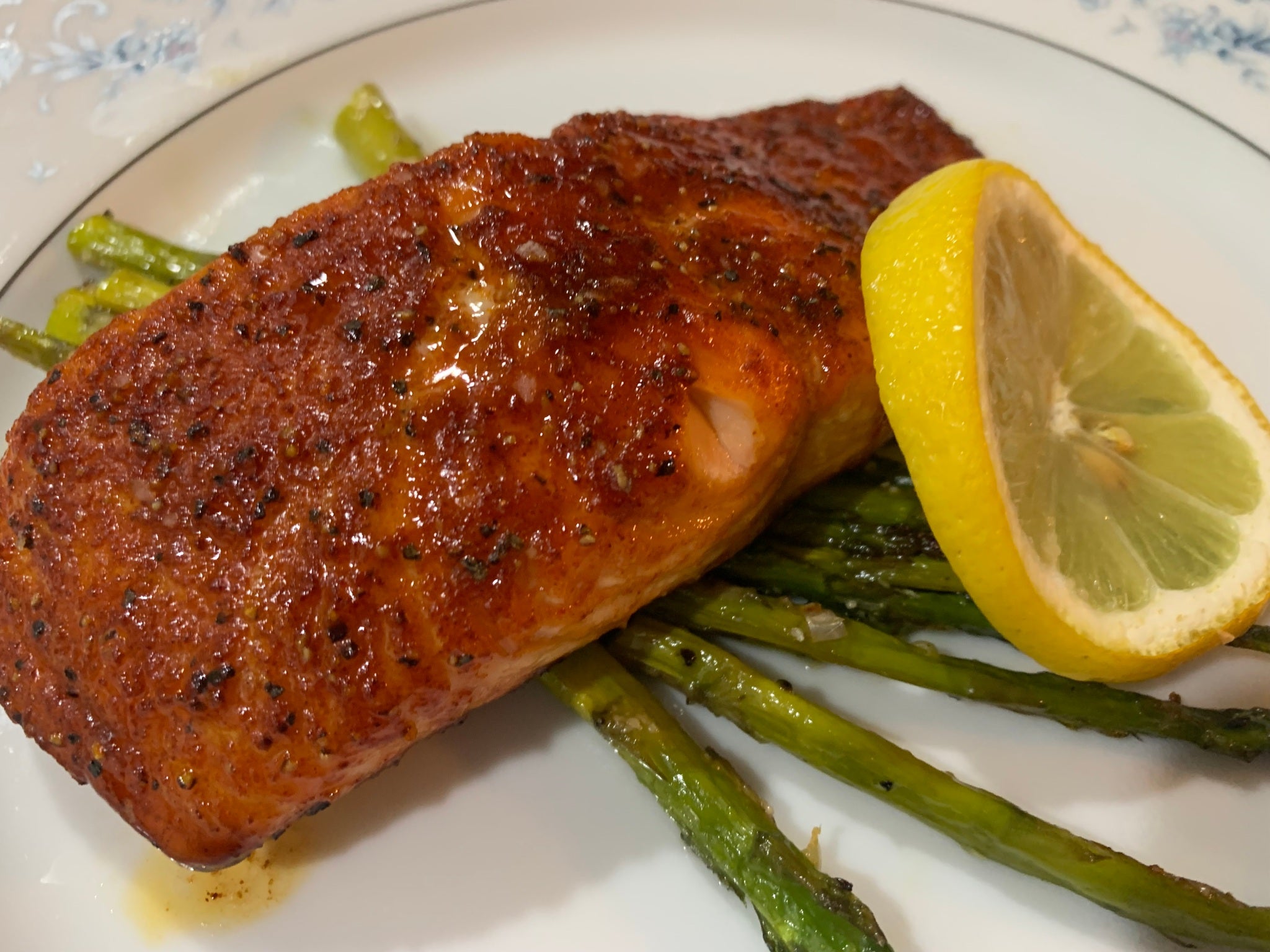 Cedar Plank Salmon w/ Citrus Garlic Asparagus