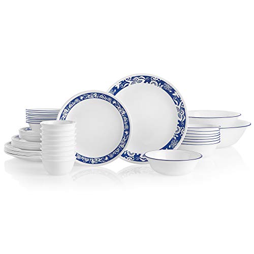 Corelle True Blue Chip Resistant, 50-Piece Dinnerware Set