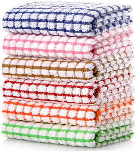 LAZI Kitchen Dish Towels, 16 Inch x 25 Inch Bulk Cotton Kitchen Towels and Dishcloths Set, 6 Pack Dish Cloths for Washing Dishes Dish Rags for Drying Dishes Kitchen Wash Clothes and Dish Towels $13.59