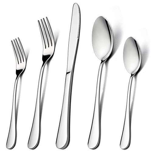 10-Piece Silverware Flatware Set for 2, LIANYU Stainless Steel Cutlery Eating Utensils, Mirror Finished, Dishwasher Safe