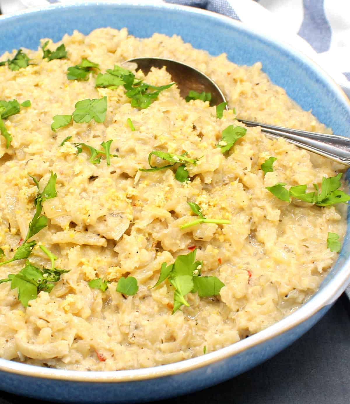 Creamy Cauliflower Risotto (Vegan + Low-Carb)