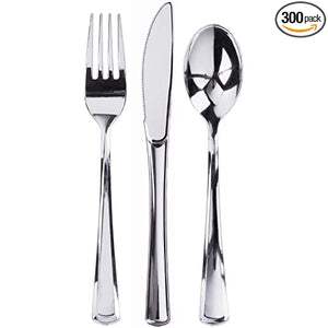 300-Piece Heavy Duty Disposable Plastic Flatware Set only $17.59