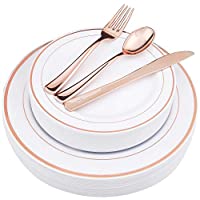 125-Pieces WDF Rose Gold Plastic Silverware & Disposable Plates only $24.99