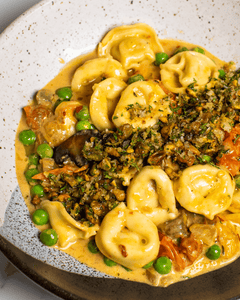 Creamy Tortellini with Mushrooms and Pistachio