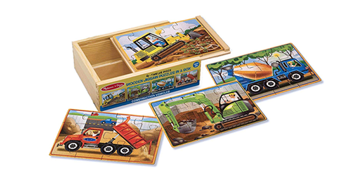 Melissa & Doug Construction Vehicles 4-in-1 Wooden Jigsaw Puzzles – Just $8.49!