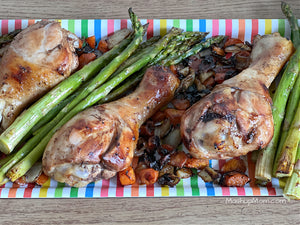 Sheet Pan Balsamic Chicken Drumsticks with Carrots & Asparagus