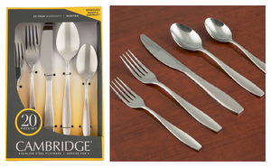 Cambridge Silversmiths Raritan Satin Mirror 20-Piece Flatware Set, Service for 4, only $8.09 at Walmart (Reg. $19.97)