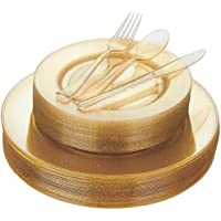 125-Piece Lullaby Gold Glitter Plastic Plates with Plastic Silverware only $24.99