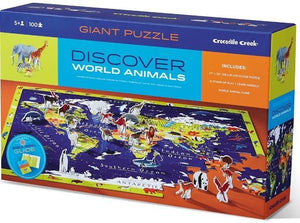 Crocodile Creek Puzzle Discover World Animals Learn & Play, 100 Piece