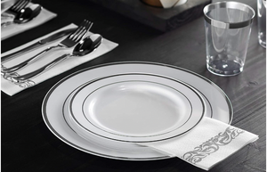 350 Piece Silver Disposable Dinner Set — Plates, Cups, Napkins & Silverware Just $52.99