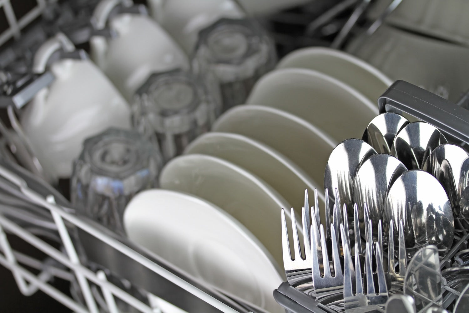 Should you point utensils up or down in the dishwasher?