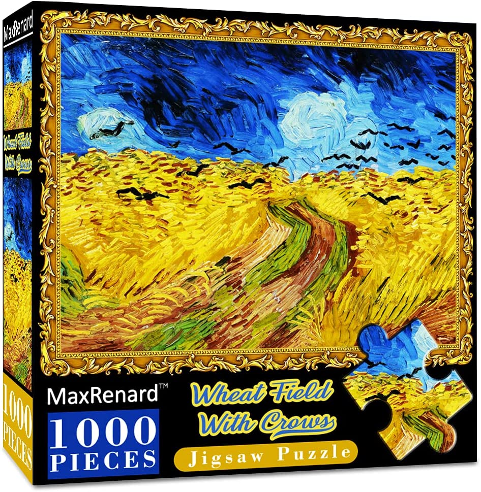 MaxRenard Abstract Art Jigsaw Puzzle 1000 Pieces Vincent Van Gogh Wheat Field with Crows Puzzle for Adult Decompression Toy Home Decoration Family Game $8.48