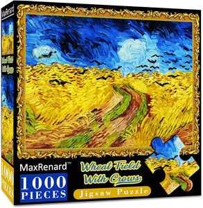 MaxRenard Abstract Art Jigsaw Puzzle 1000 Pieces Vincent Van Gogh Wheat Field with Crows Puzzle for Adult Decompression Toy Home Decoration Family Game $8.48
