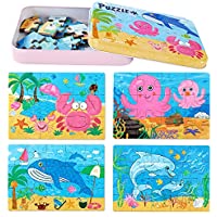 Jijlife 4 in 1 Cartoon Animal Jigsaw Puzzle Toy Cardboard Set only $8.49