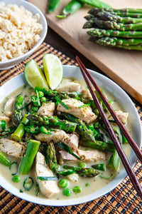 Thai Fish Green Curry with Asparagus and Peas