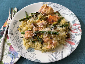 Salmon Asparagus Orzo Salad