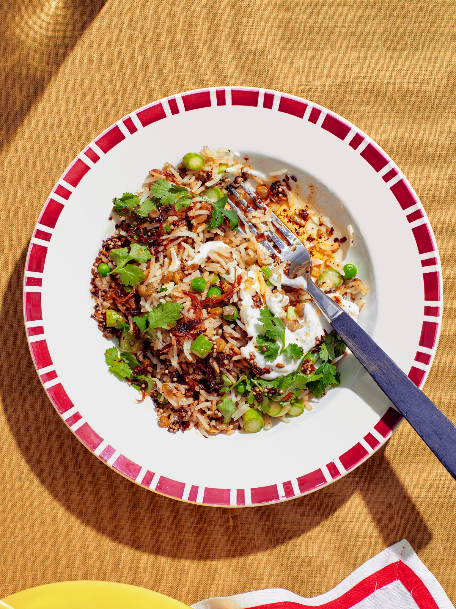 Spring-y Rice and Lentils with Coconut Yogurt