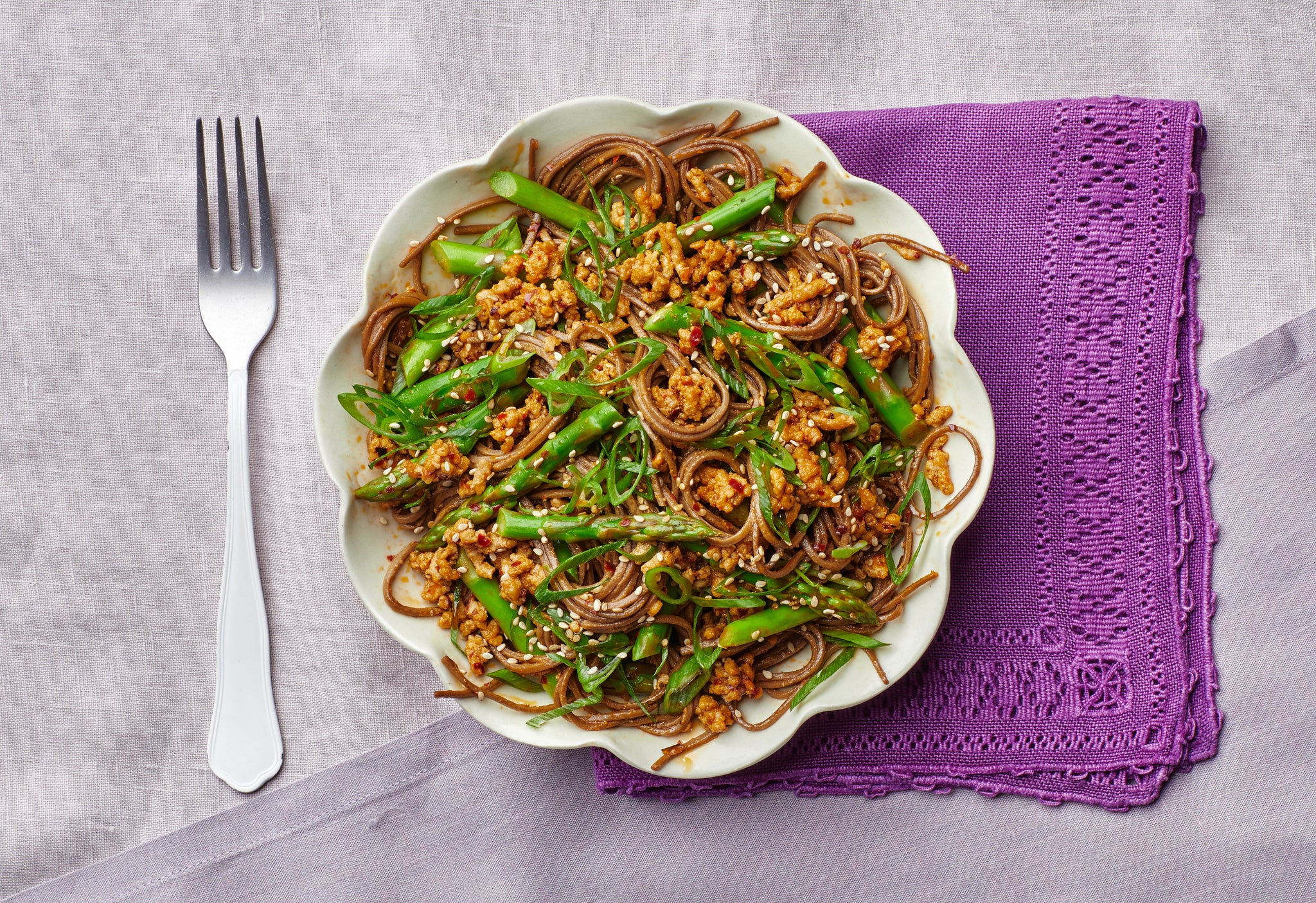 Pork and Asparagus Soba