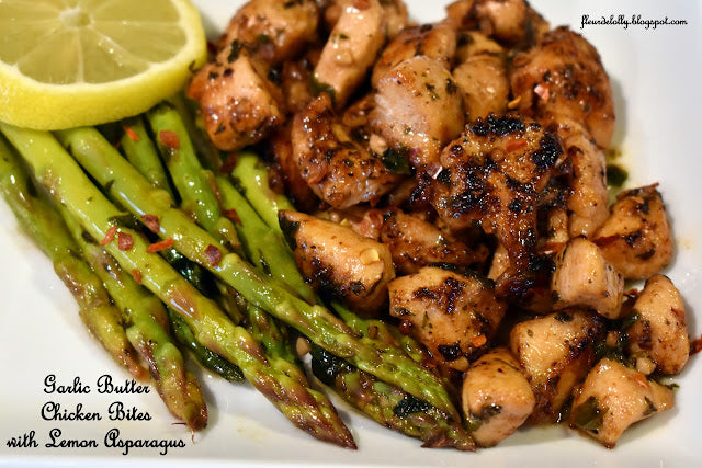 Garlic Butter Chicken Bites with Lemon Asparagus