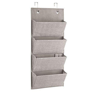 Buy idesign interdesign wall mount over door fabric closet storage clutch purses handbags scarves linen aldo hanging 4 pocket organizer