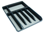 Rubbermaid No-Slip Silverware Expandable Cutlery Tray Organizer, Black with Gray Base 1994522