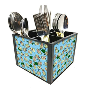 Nutcase Designer Cutlery Stand Holder Silverware Caddy-Spoons Forks Knives Organizer for Dining Table & kitchen -W-5.75"x H -4.25"x L-5.5"-SPOONS NOT INCLUDED - Chirping Sheeps