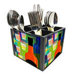 Nutcase Designer Cutlery Stand Holder Silverware Caddy-Spoons Forks Knives Organizer for Dining Table & kitchen W-5.75"x H -4.25"x L-5.5" - Bottles With Colorful Shades