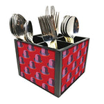 Nutcase Designer Cutlery Stand Holder Silverware Caddy-Spoons Forks Knives Organizer for Dining Table & kitchen -W-5.75"x H -4.25"x L-5.5"-SPOONS NOT INCLUDED - Hat Red