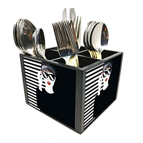 Nutcase Designer Cutlery Stand Holder Silverware Caddy-Spoons Forks Knives Organizer for Dining Table & kitchen W-5.75"x H -4.25"x L-5.5" - Cool sexy