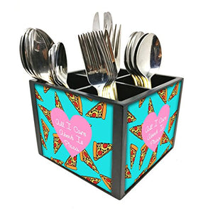 Nutcase Designer Cutlery Stand Holder Silverware Caddy-Spoons Forks Knives Organizer for Dining Table & kitchen -W-5.75"x H -4.25"x L-5.5"-SPOONS NOT INCLUDED - Pizza Slice