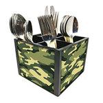 Nutcase Designer Cutlery Stand Holder Silverware Caddy-Spoons Forks Knives Organizer for Dining Table & kitchen -W-5.75"x H -4.25"x L-5.5"-SPOONS NOT INCLUDED - Army Camo
