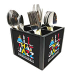 Nutcase Designer Cutlery Stand Holder Silverware Caddy-Spoons Forks Knives Organizer for Dining Table & kitchen W-5.75"x H -4.25"x L-5.5" - All That Jazz