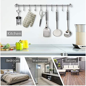 Latest nidouillet kitchen rail wall mounted utensil racks with 10 stainless steel sliding hooks for kitchen tool pot lid pan towel ab005