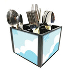 Nutcase Designer Cutlery Stand Holder Silverware Caddy-Spoons Forks Knives Organizer for Dining Table & kitchen -W-5.75"x H -4.25"x L-5.5"-SPOONS NOT INCLUDED - Blue sky