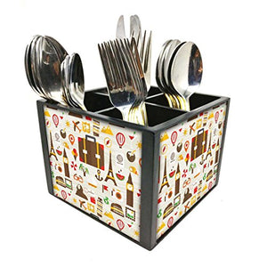 Nutcase Designer Cutlery Stand Holder Silverware Caddy-Spoons Forks Knives Organizer for Dining Table & kitchen -W-5.75"x H -4.25"x L-5.5"-SPOONS NOT INCLUDED - Jet Set Travel
