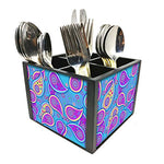 Nutcase Designer Cutlery Stand Holder Silverware Caddy-Spoons Forks Knives Organizer for Dining Table & kitchen -W-5.75"x H -4.25"x L-5.5"-SPOONS NOT INCLUDED - Paisley