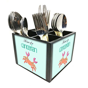Nutcase Designer Cutlery Stand Holder Silverware Caddy-Spoons Forks Knives Organizer for Dining Table & kitchen W-5.75"x H -4.25"x L-5.5" - Cancerian