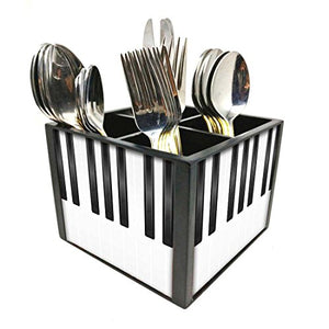 Nutcase Designer Cutlery Stand Holder Silverware Caddy-Spoons Forks Knives Organizer for Dining Table & kitchen -W-5.75"x H -4.25"x L-5.5"-SPOONS NOT INCLUDED - White Piano