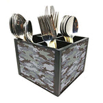 Nutcase Designer Cutlery Stand Holder Silverware Caddy-Spoons Forks Knives Organizer for Dining Table & kitchen -W-5.75"x H -4.25"x L-5.5"-SPOONS NOT INCLUDED - Gray Camo