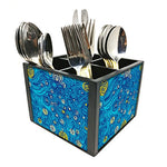 Nutcase Designer Cutlery Stand Holder Silverware Caddy-Spoons Forks Knives Organizer for Dining Table & kitchen W-5.75"x H -4.25"x L-5.5" - Starry Starry Night