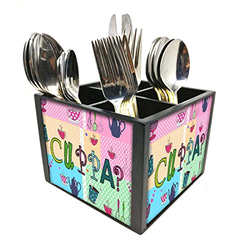 Nutcase Designer Cutlery Stand Holder Silverware Caddy-Spoons Forks Knives Organizer for Dining Table & kitchen -W-5.75"x H -4.25"x L-5.5"-SPOONS NOT INCLUDED - Cuppa
