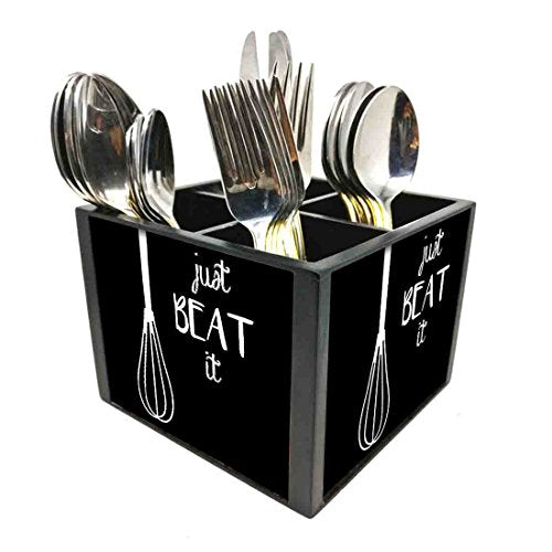 Nutcase Designer Cutlery Stand Holder Silverware Caddy-Spoons Forks Knives Organizer for Dining Table & kitchen W-5.75"x H -4.25"x L-5.5" - Just Beat It